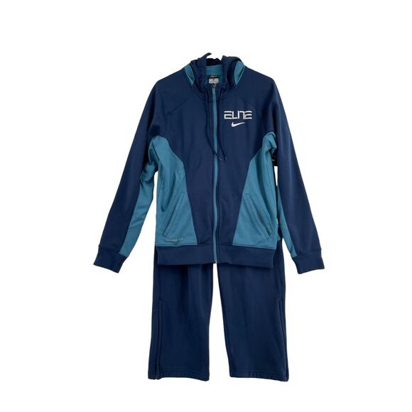 Nike Elite Men's Therma Fit Full Zip Hoodie Sweatshirt‎ & Sweatpants Size S Blue - Picture 1 of 16